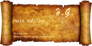 Helt Géza névjegykártya